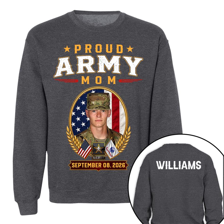 Proud Army Mom Custom Photo Shirt For Proud Military Mom Dad Sister Grandma Family Members Graduate Day Shirt H2511 Trna