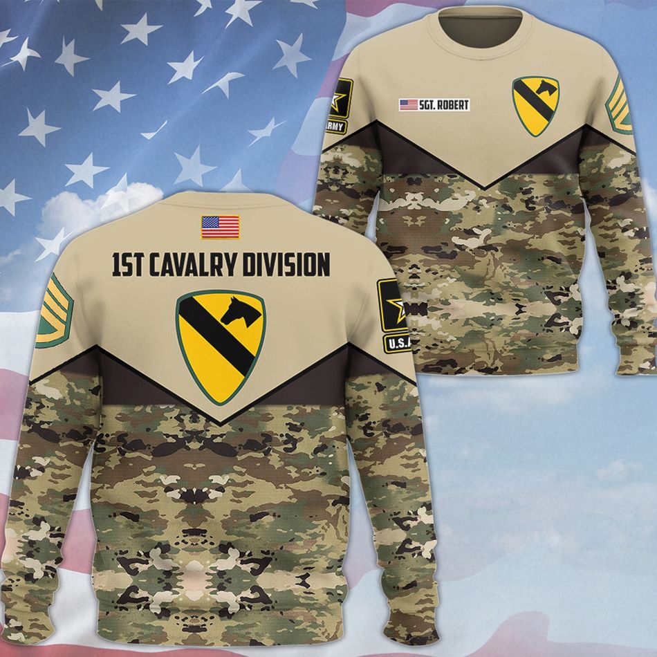 Custom Camouflage 3D All Over Prints Hoodie, Personalized Name And Ranks, Division Gift For Veteran Dad Grandpa H2511 Trna