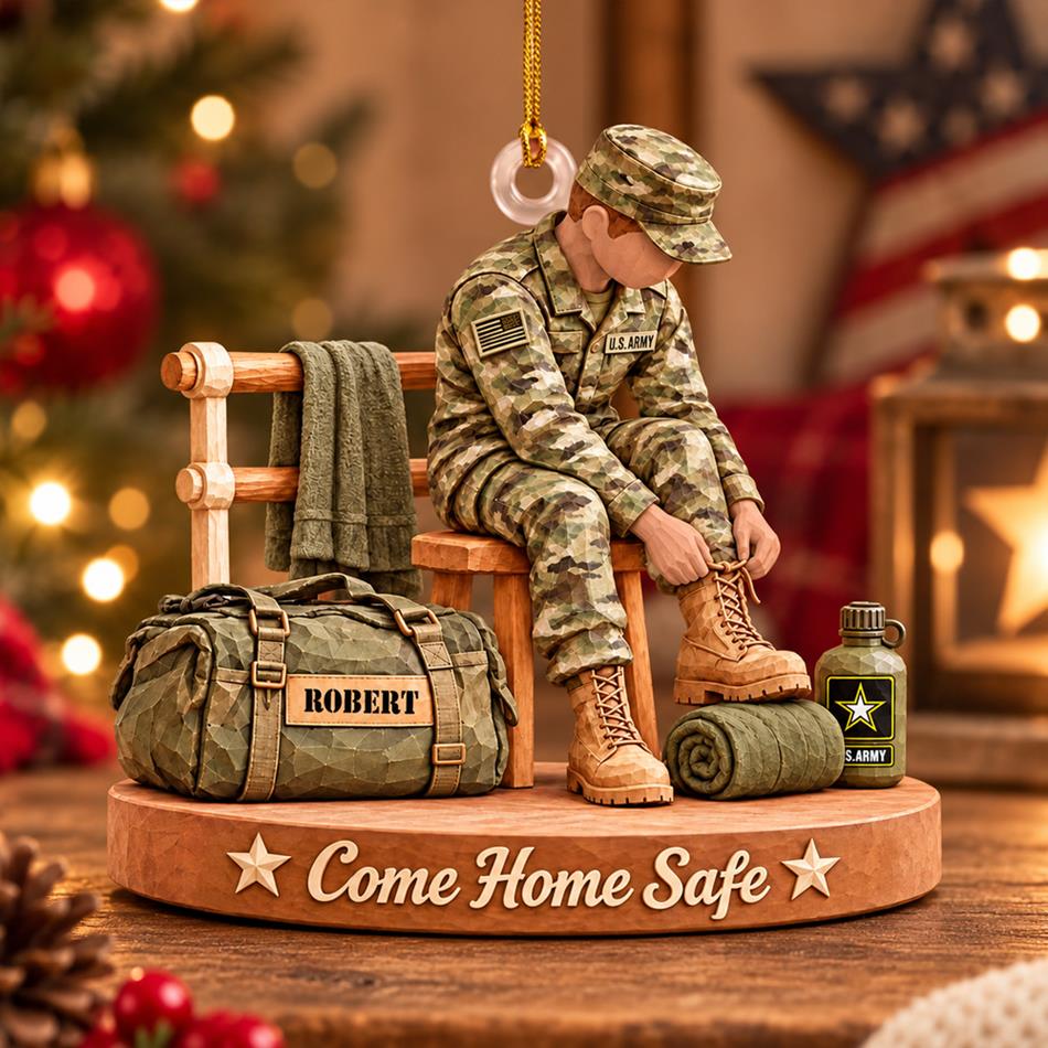 Personalized US Army Soldier Acrylic Ornament – Proud to Serve, Custom Name Military Christmas Gift For Military Soldier H2511 Trna