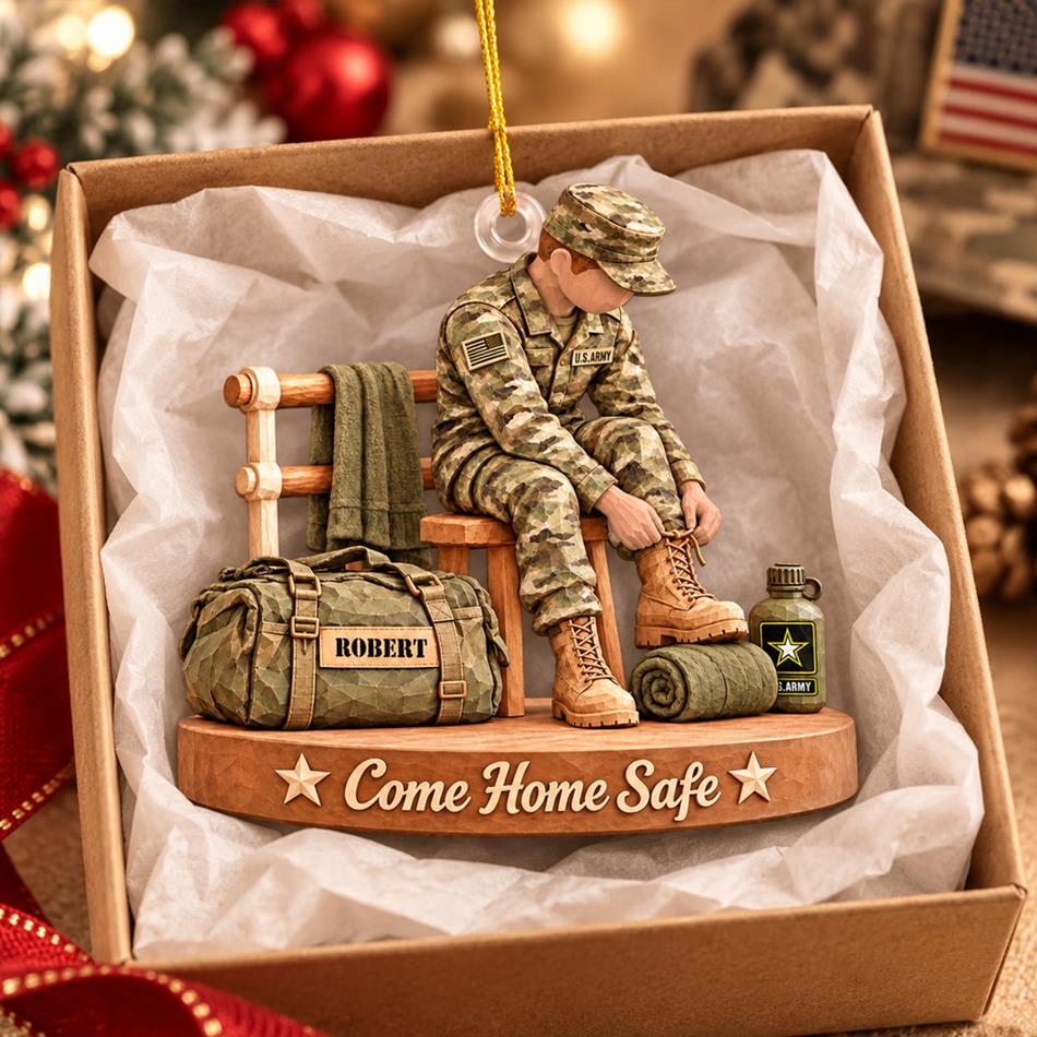 Personalized US Army Soldier Acrylic Ornament – Proud to Serve, Custom Name Military Christmas Gift For Military Soldier H2511 Trna