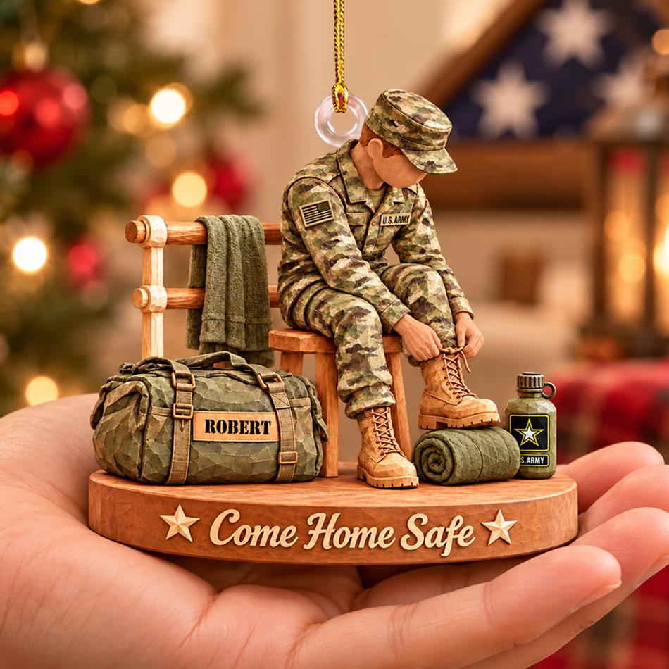 Personalized US Army Soldier Acrylic Ornament – Proud to Serve, Custom Name Military Christmas Gift For Military Soldier H2511 Trna