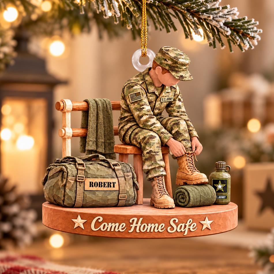 Personalized US Army Soldier Acrylic Ornament – Proud to Serve, Custom Name Military Christmas Gift For Military Soldier H2511 Trna