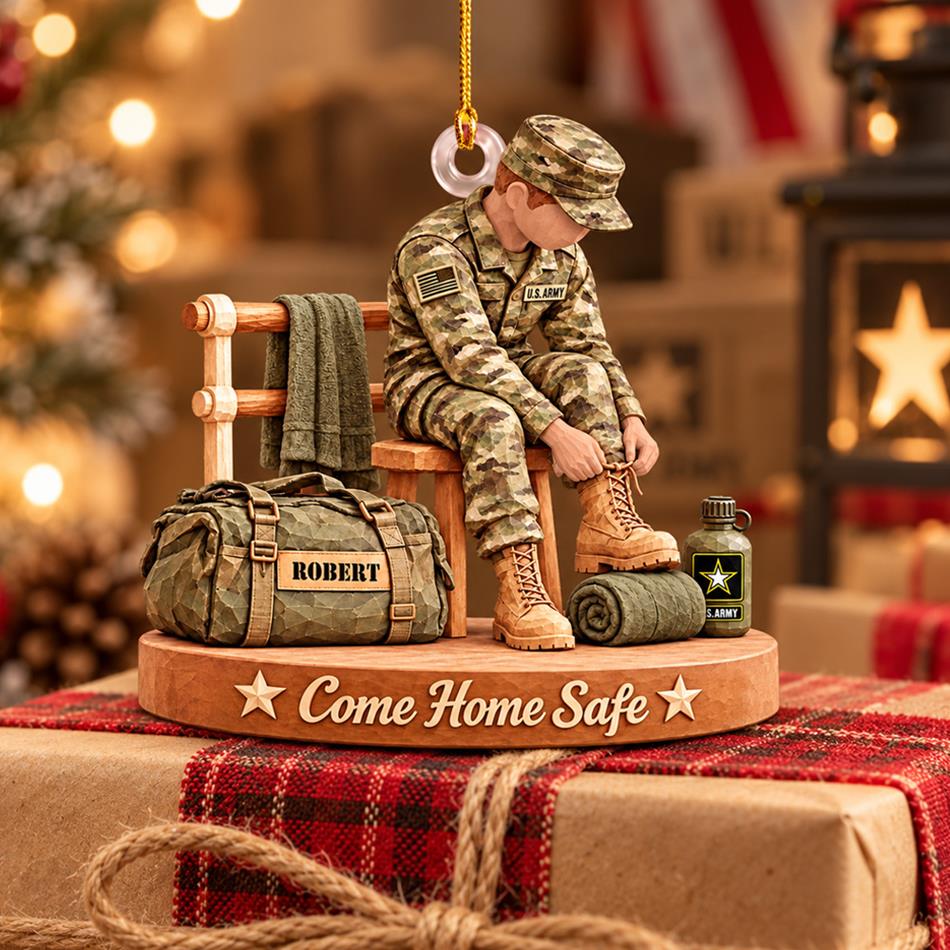 Personalized US Army Soldier Acrylic Ornament – Proud to Serve, Custom Name Military Christmas Gift For Military Soldier H2511 Trna