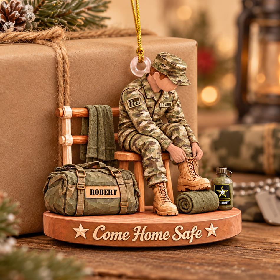 Personalized US Army Soldier Acrylic Ornament – Proud to Serve, Custom Name Military Christmas Gift For Military Soldier H2511 Trna