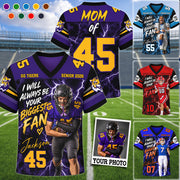 Custom Photo I Will Always Your Biggest Fan – Personalized Football Mom Jersey with Custom Photo, Name & Number H2511 Trna