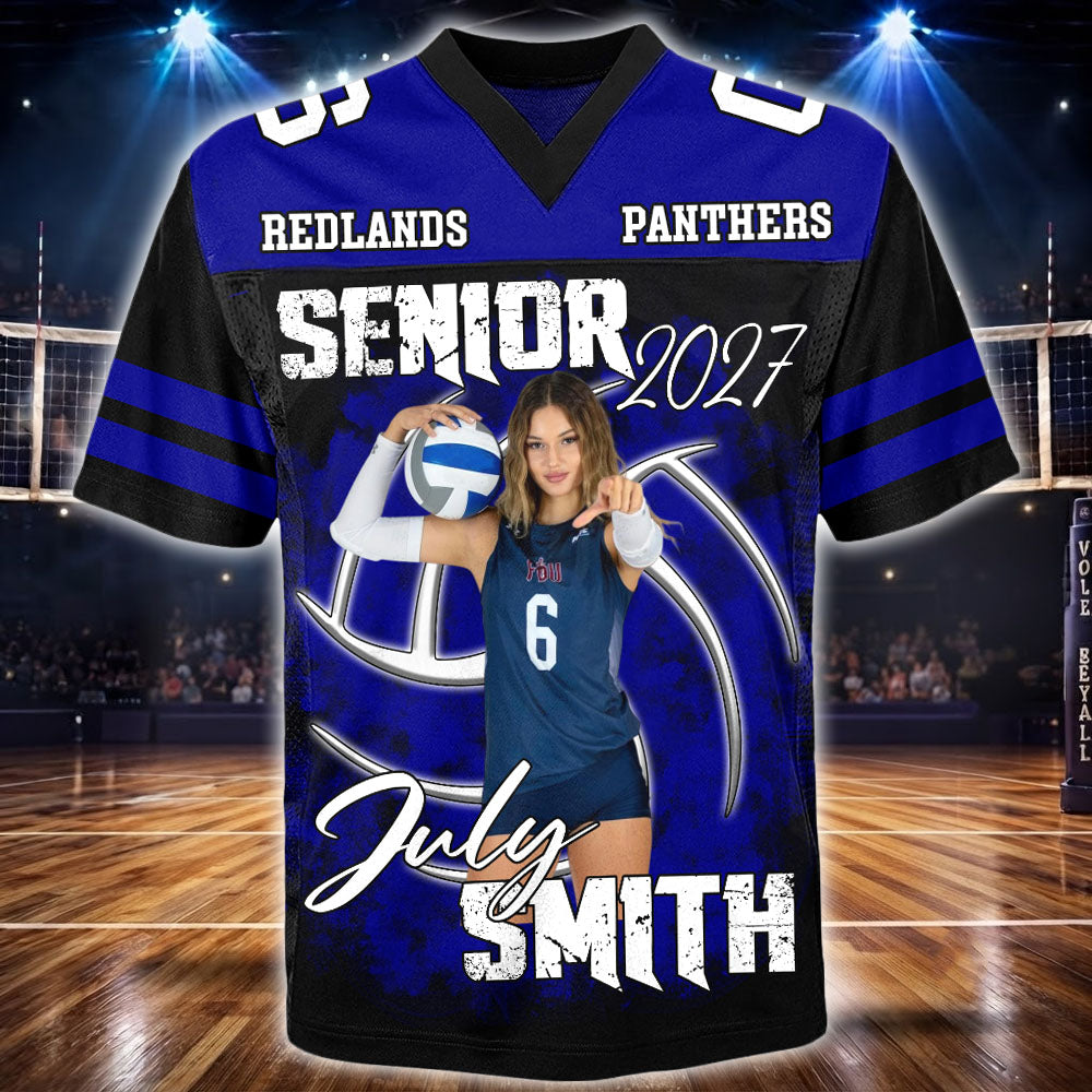 Personalized Volleyball Senior Mom Jersey Shirt, Custom Photo Player Name & Number, Senior Game Day Shirt for Mom Grandma Family T1807 VH01