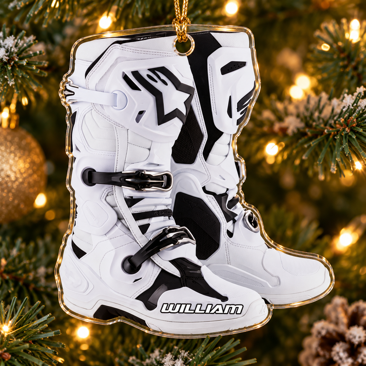 Personalized Ornament Motocross Boots Custom Shaped Ornament, Made By Acrylic And The 2 Sides Are The Same H2511