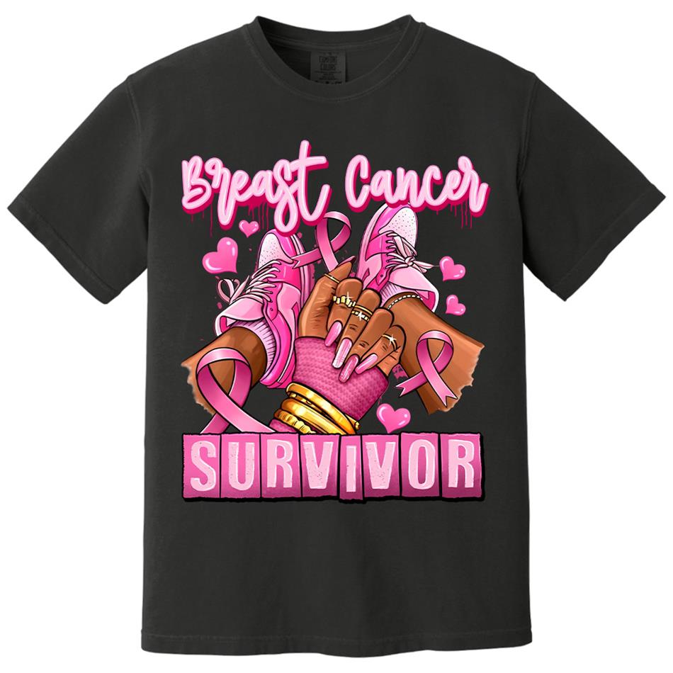 Breast Cancer Survivor Afro Girl Sneakers Pink Ribbon Shirt H2511 Trna