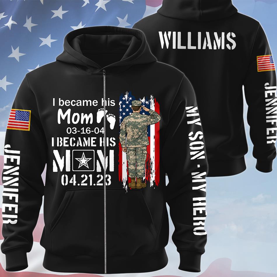 I Became His Mom I Became Army Mom Custom All Over Print Shirt Hoodie Gift For Proud Military Mom Dad Grandma Family Members H2511 Trna