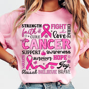Strength Faith Cure Fight Love Courage Breast Cancer Awareness Inspirational Conquete Ribbon Shirt H2511 Trna