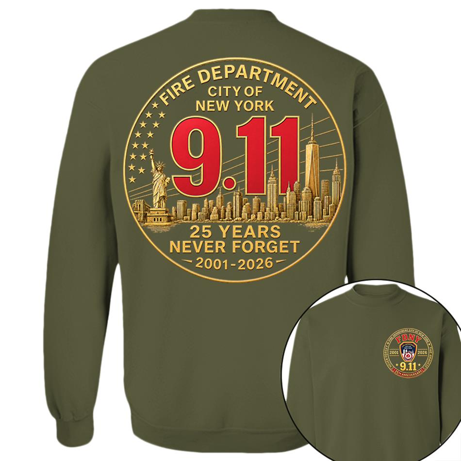 Fire Department NY Never Forget 25 Years Anniversary The Bravest 2001-2026 Shirt Gift 9-11 Memorial Shirt For Firefighter H2511 Trna