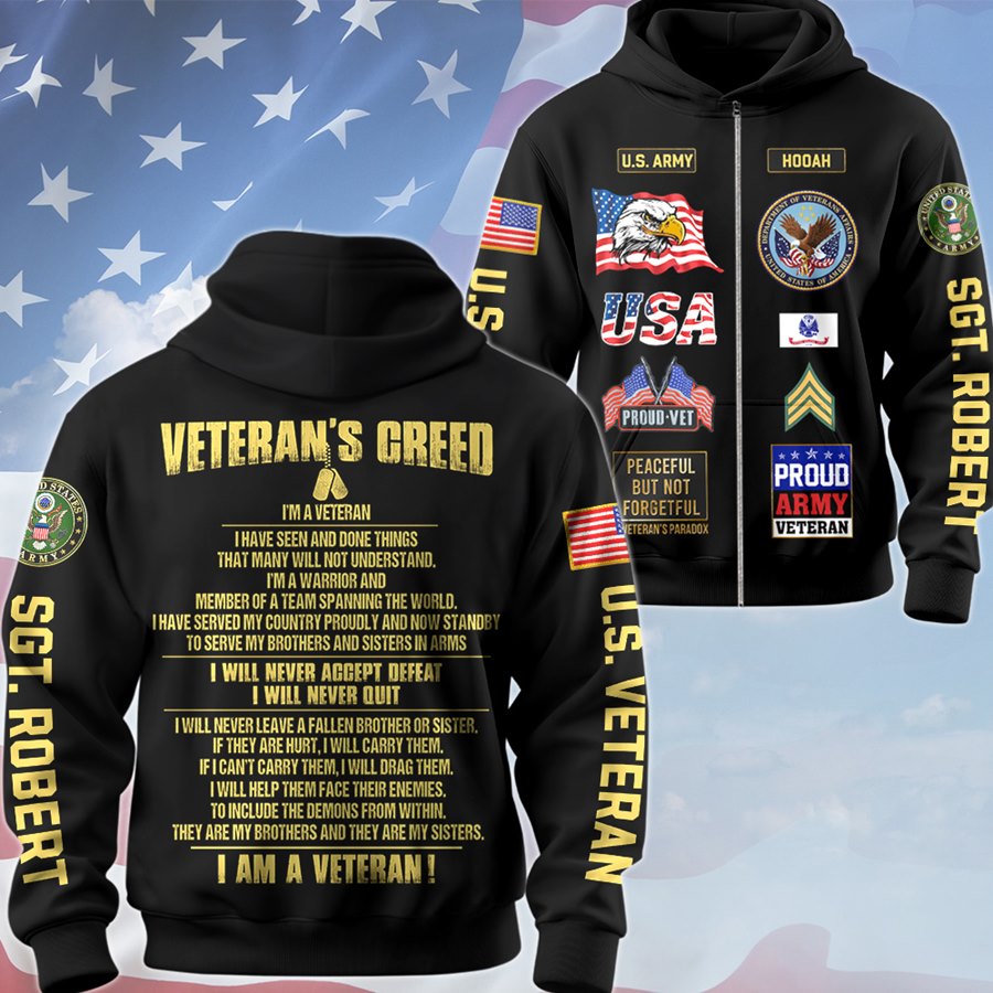 Veteran's Creed Bomber Jacket Personalized All Over Print Shirt For Veteran Veterans Day Gift For Dad Grandpa H2511 Trna