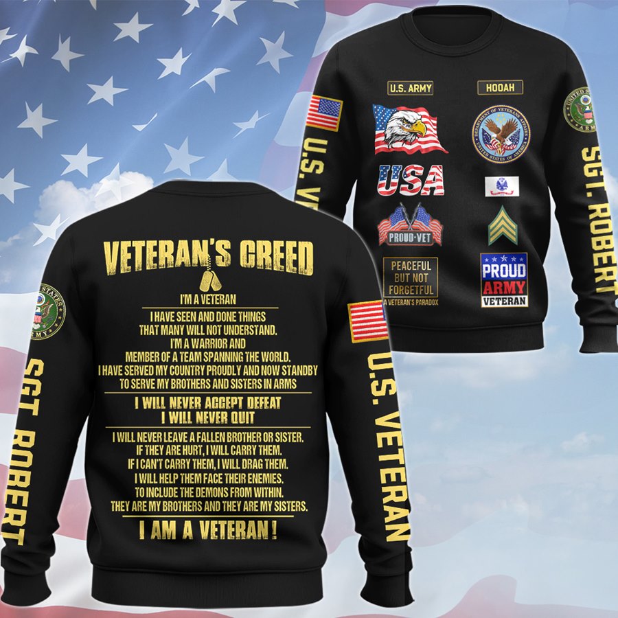 Veteran's Creed Bomber Jacket Personalized All Over Print Shirt For Veteran Veterans Day Gift For Dad Grandpa H2511 Trna