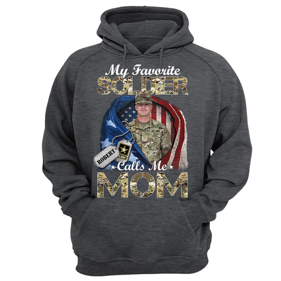 My Favorite Soldier Calls Me Mom Custom Photo Shirt For Proud Army Mom Dad Grandma Family Shirt H2511 Trna