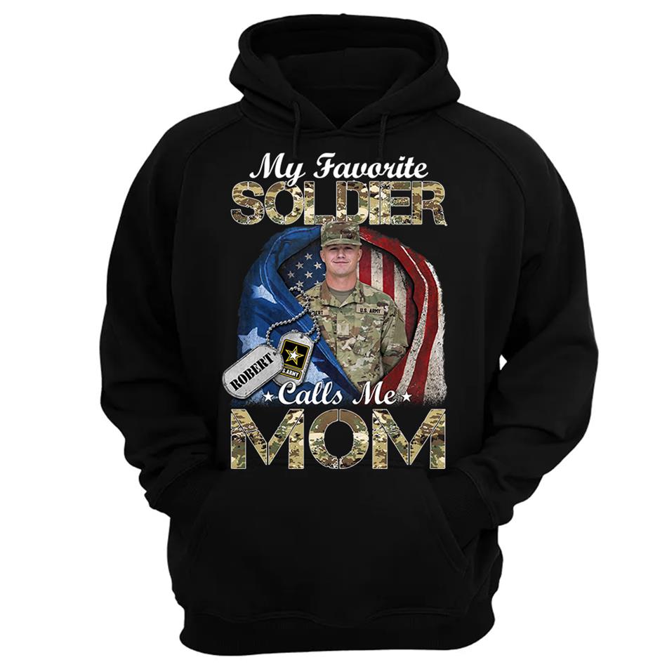 My Favorite Soldier Calls Me Mom Custom Photo Shirt For Proud Army Mom Dad Grandma Family Shirt H2511 Trna