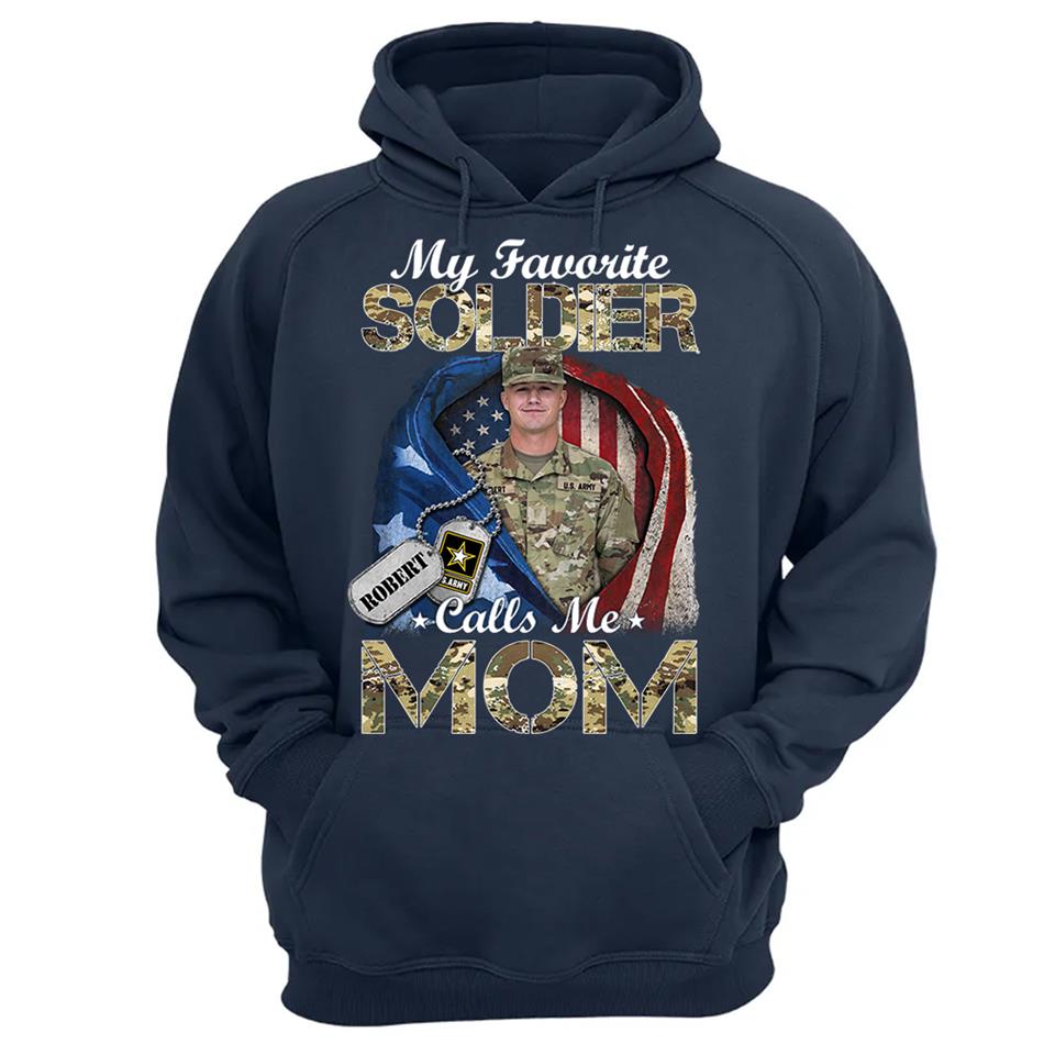 My Favorite Soldier Calls Me Mom Custom Photo Shirt For Proud Army Mom Dad Grandma Family Shirt H2511 Trna