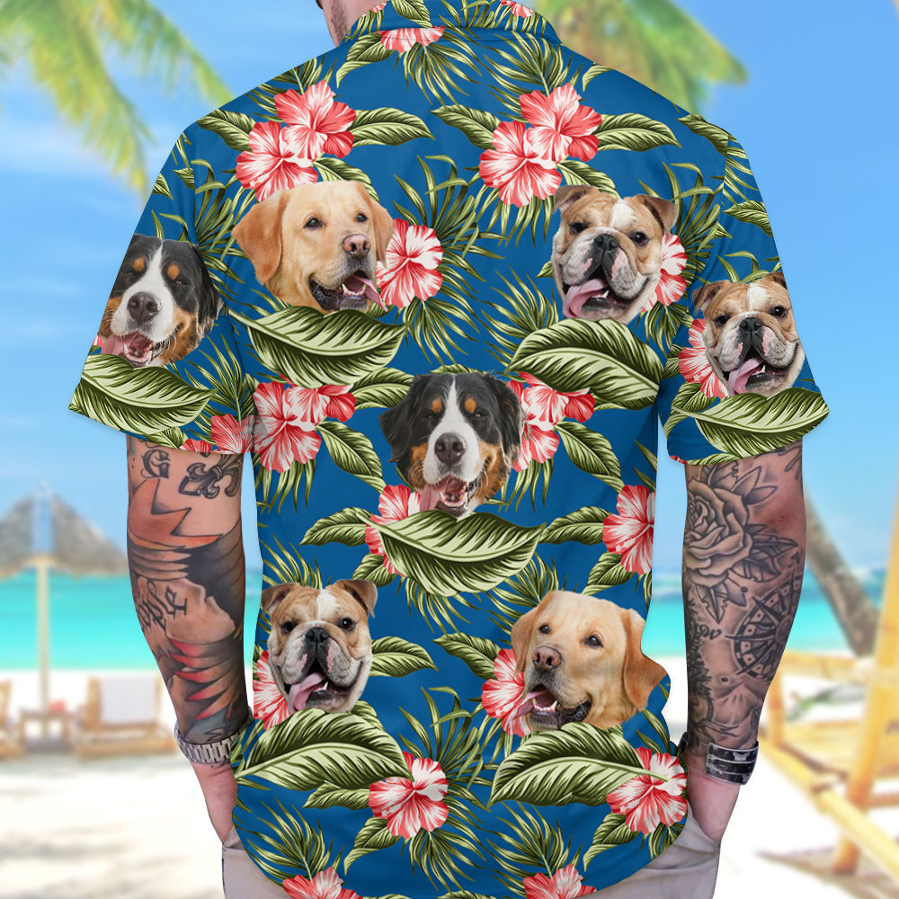 Tropical Vintage Flower Hibiscus Floral Palm Leaves Personalized Hawaiian Shirt For Dog Lover Dog Mom Dog Dad H2511