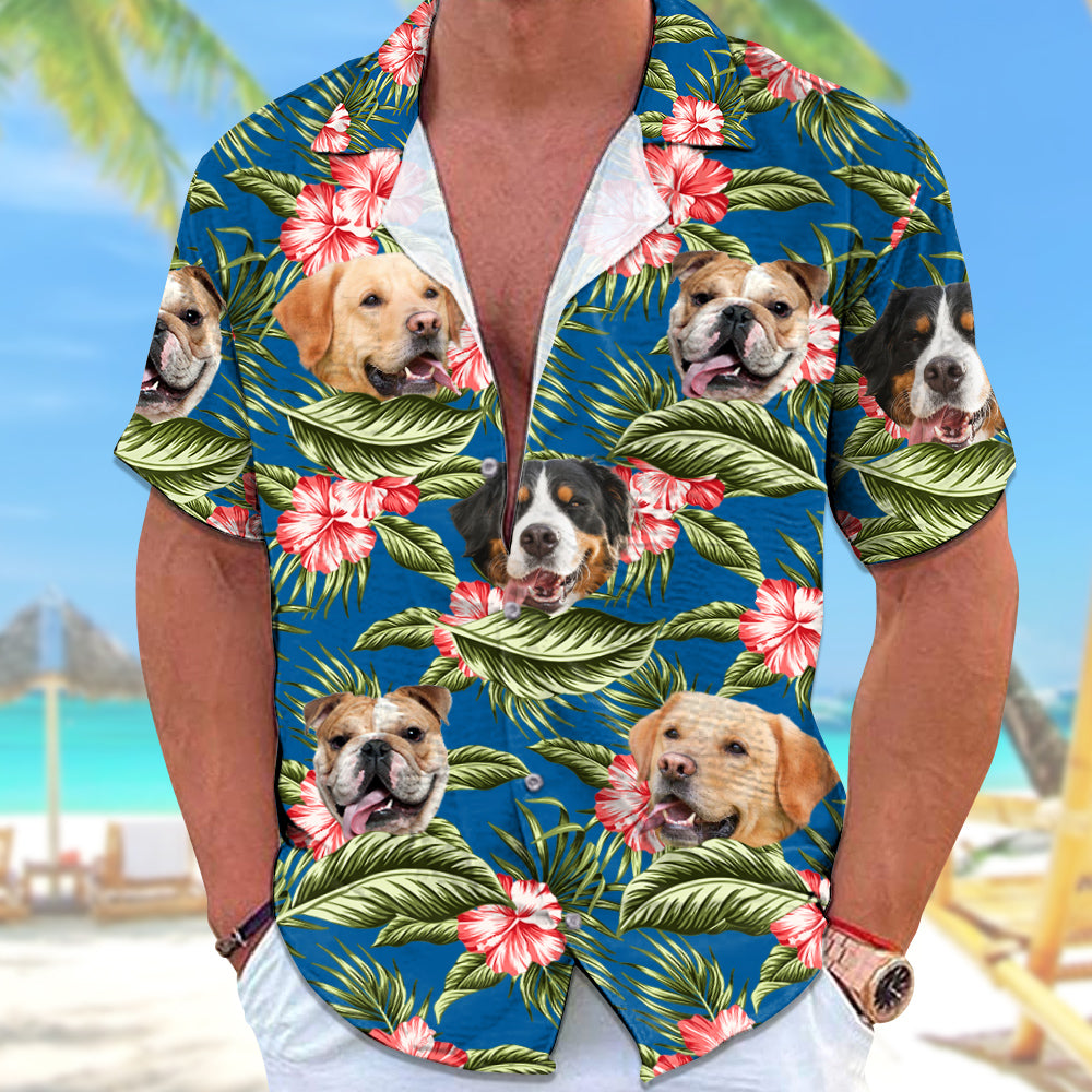 Tropical Vintage Flower Hibiscus Floral Palm Leaves Personalized Hawaiian Shirt For Dog Lover Dog Mom Dog Dad H2511