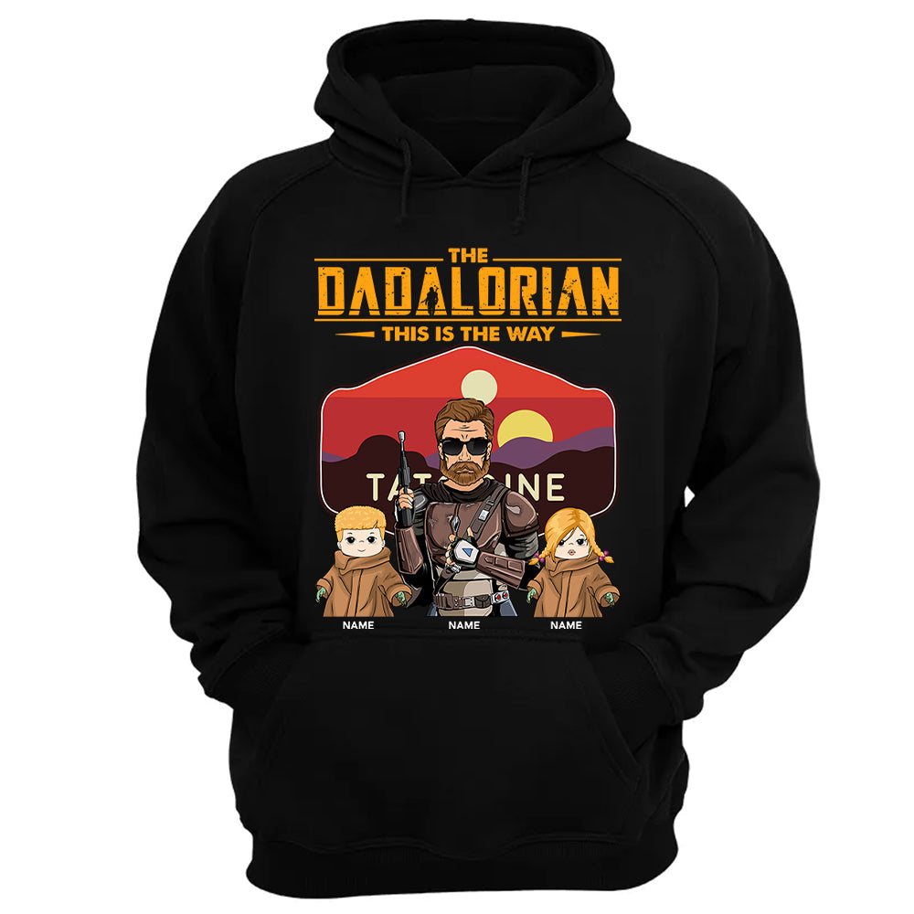 The Dadalorian This Is The Way - Personalized Shirt - Custom Nickname With Kids Tatooine Sunset Shirt Gift For Dad