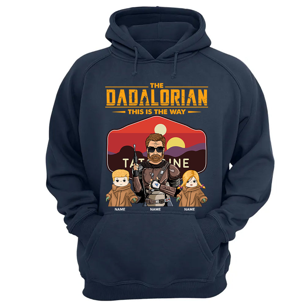 The Dadalorian This Is The Way - Personalized Shirt - Custom Nickname With Kids Tatooine Sunset Shirt Gift For Dad