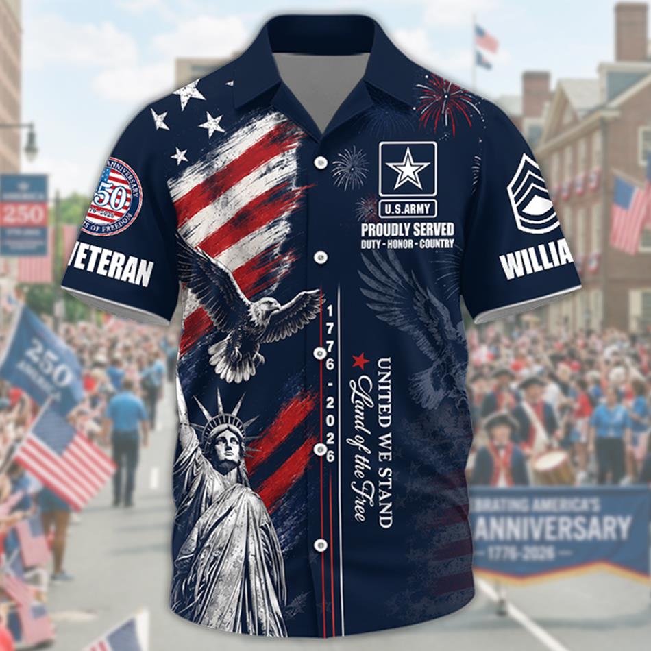 America 250th Anniversary 1776-2026 Hawaiian Shirt For Veteran Custom All Branches H2511 Trna