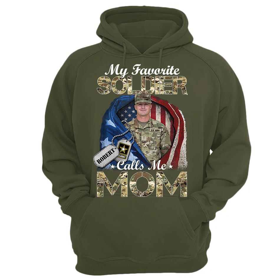 My Favorite Soldier Calls Me Mom Custom Photo Shirt For Proud Army Mom Dad Grandma Family Shirt H2511 Trna