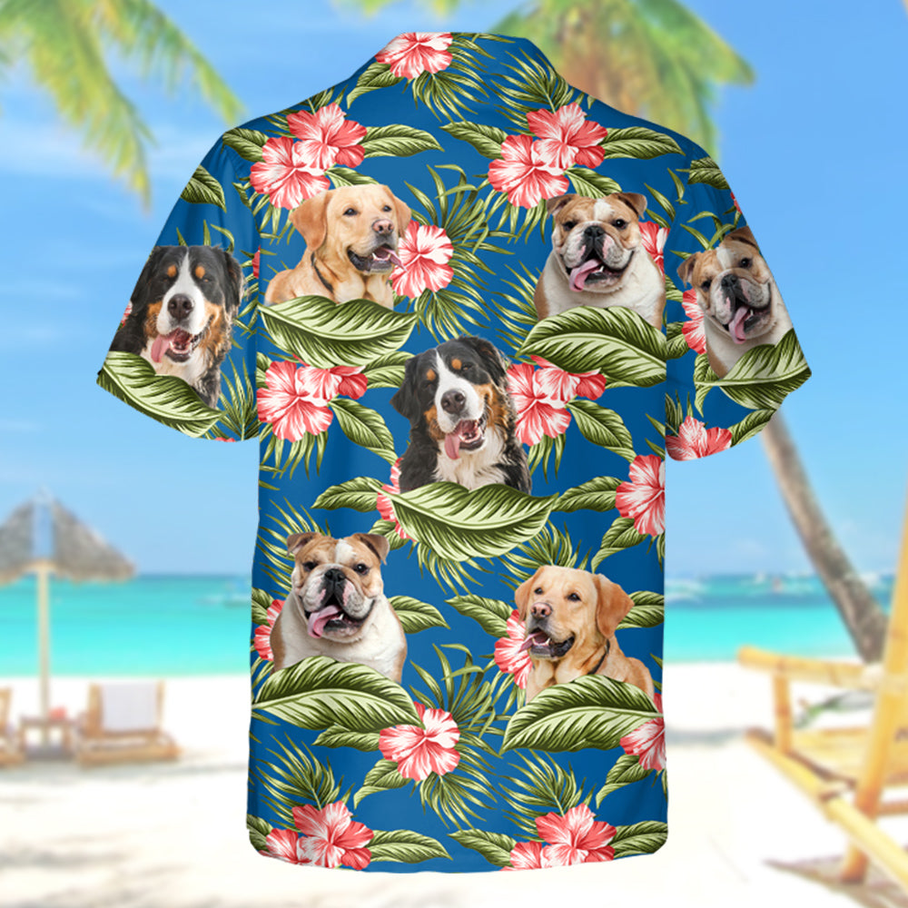 Tropical Vintage Flower Hibiscus Floral Palm Leaves Personalized Hawaiian Shirt For Dog Lover Dog Mom Dog Dad H2511
