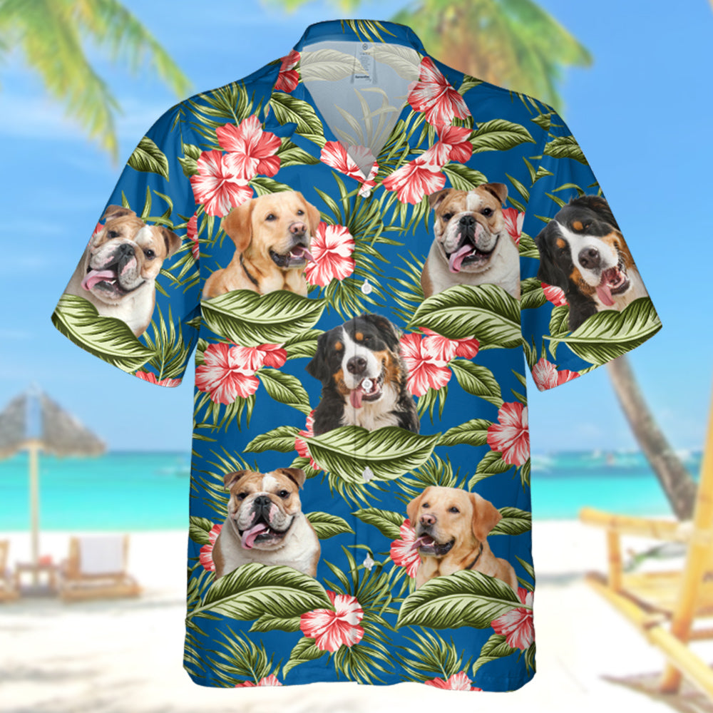 Tropical Vintage Flower Hibiscus Floral Palm Leaves Personalized Hawaiian Shirt For Dog Lover Dog Mom Dog Dad H2511