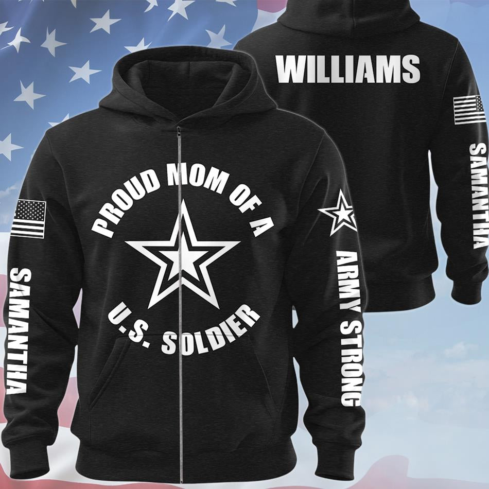 Proud Mom Of A US Soldier Custom All Over Print Shirt Hoodies Gift For US Military Family H2511 Trna