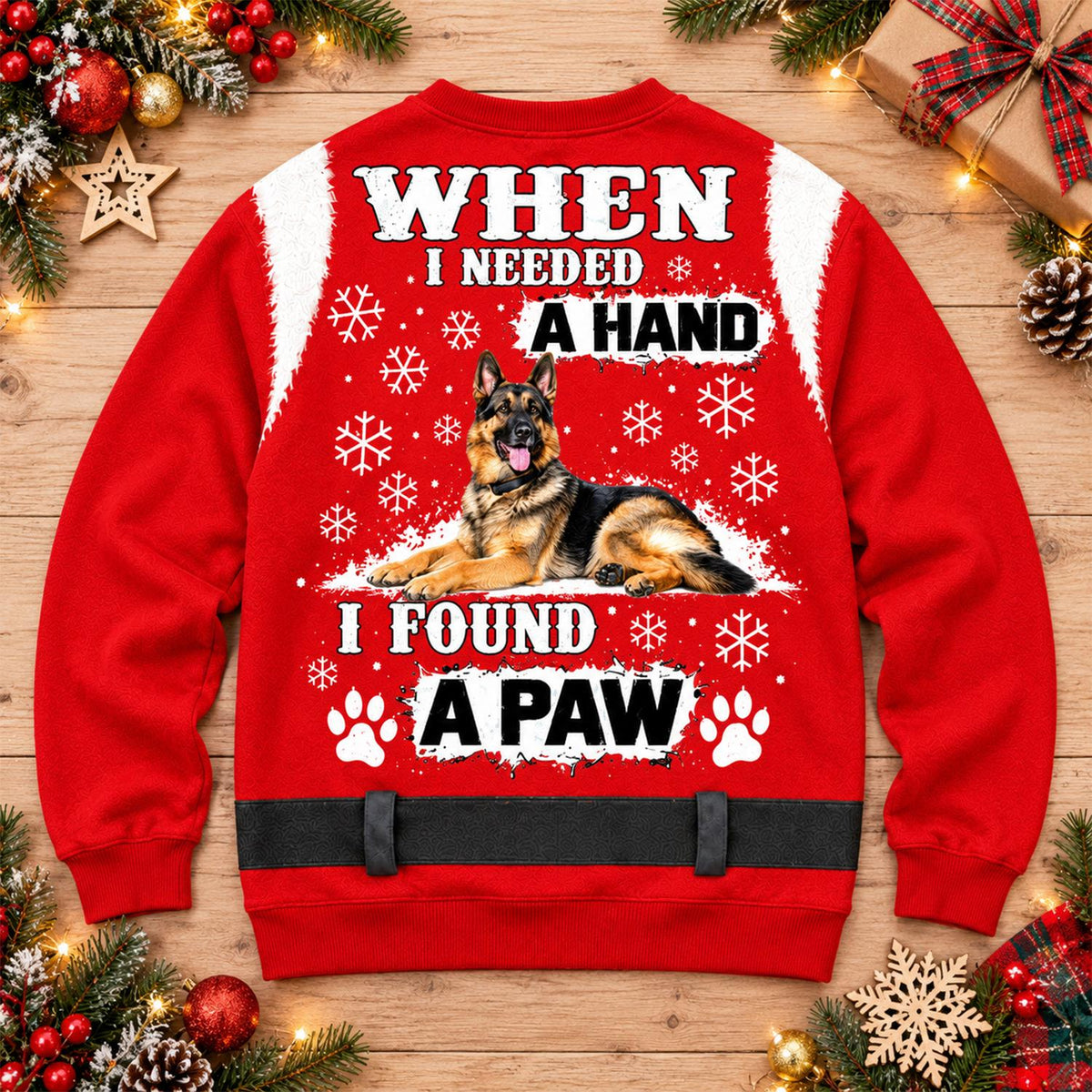 Personalized Funny Christmas All Over Print Shirts, When I Needed A Hand I Found A Paw, Custom Photo Dog Shirt Gift For Dog Lovers T1807 Hv01