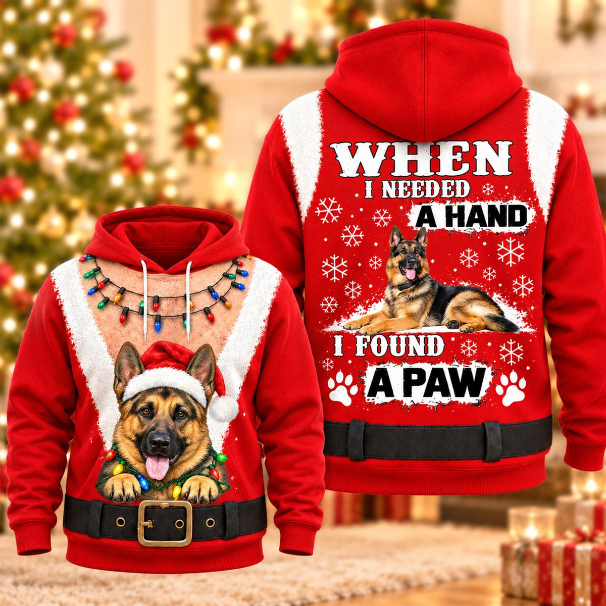 Personalized Funny Christmas All Over Print Shirts, When I Needed A Hand I Found A Paw, Custom Photo Dog Shirt Gift For Dog Lovers T1807 Hv01