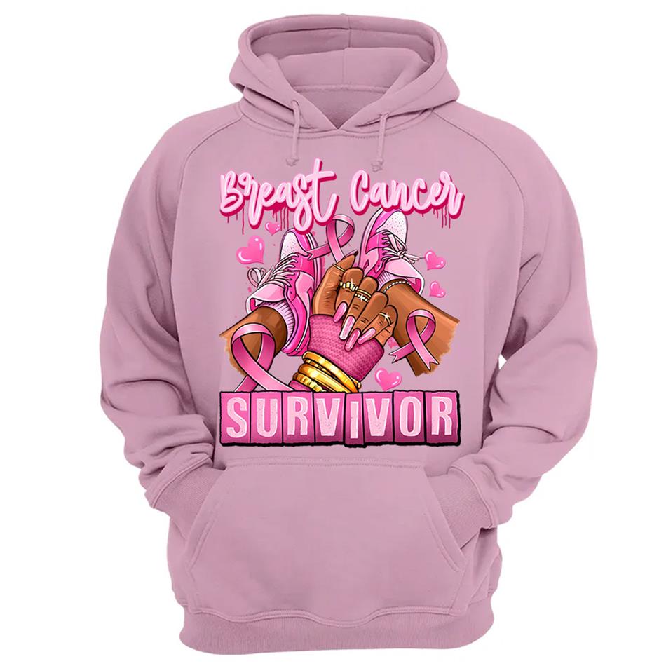 Breast Cancer Survivor Afro Girl Sneakers Pink Ribbon Shirt H2511 Trna