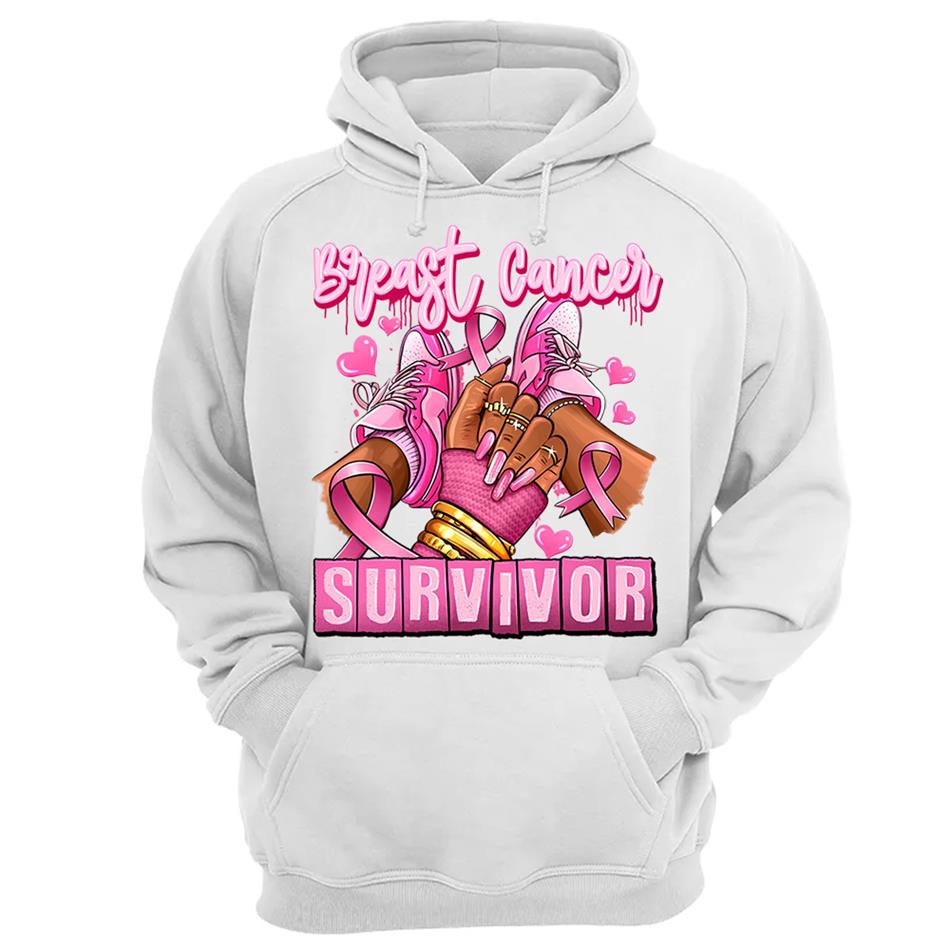 Breast Cancer Survivor Afro Girl Sneakers Pink Ribbon Shirt H2511 Trna
