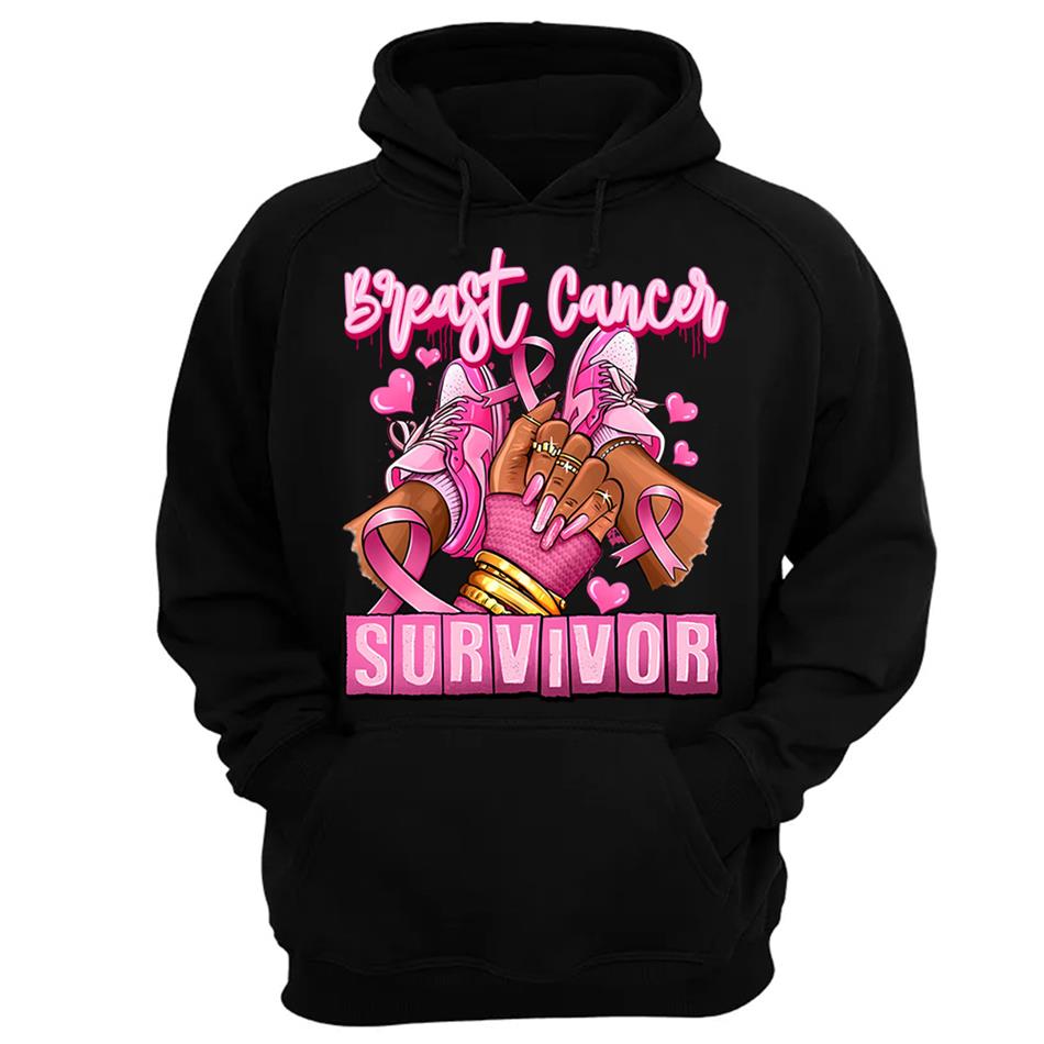 Breast Cancer Survivor Afro Girl Sneakers Pink Ribbon Shirt H2511 Trna