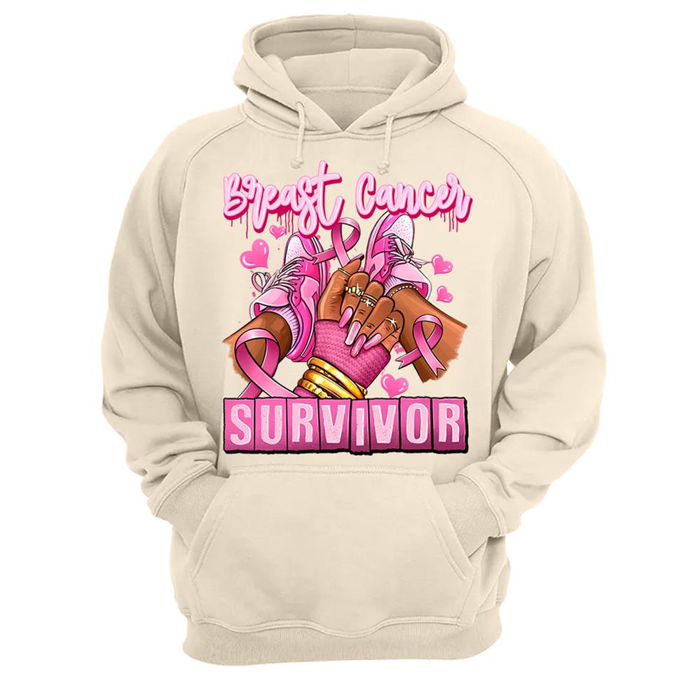 Breast Cancer Survivor Afro Girl Sneakers Pink Ribbon Shirt H2511 Trna