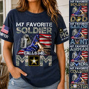 My Favorite Soldier Calls Me Mom Custom Shirt For Proud Mom Dad Family Roles Of US Soldier Shirt H2511 Trna