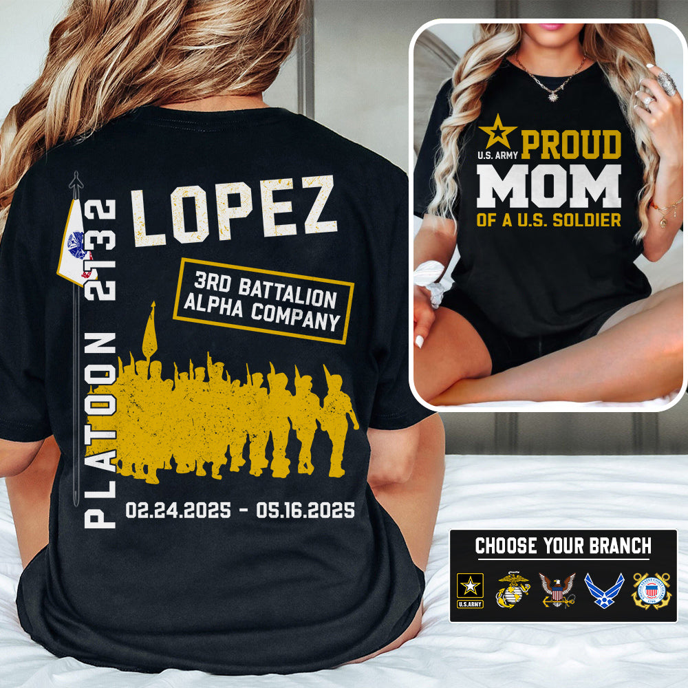 Proud Mom Of A US Soldier Custom Graduation Shirt For US Military Mom Dad Family Proud Shirt For Graduationn Day H2511 Trna