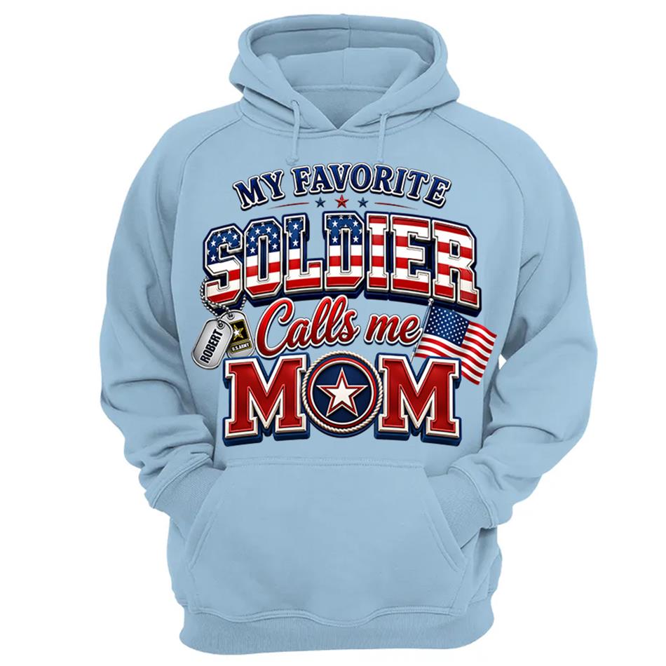 My Favorite Soldier Calls Me Mom Custom Shirt For Proud Military Mom Dad Sister Grandma 4th July Familiy Shirt H2511 Trna