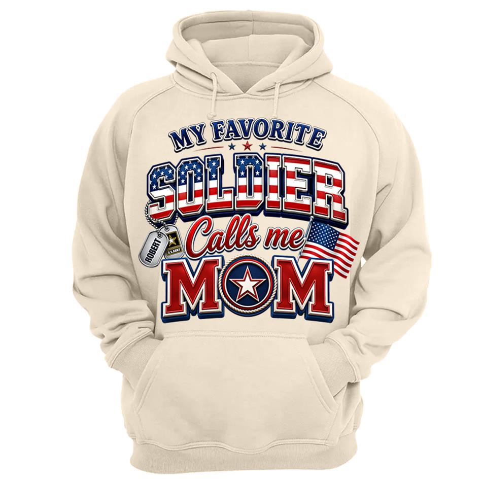 My Favorite Soldier Calls Me Mom Custom Shirt For Proud Military Mom Dad Sister Grandma 4th July Familiy Shirt H2511 Trna
