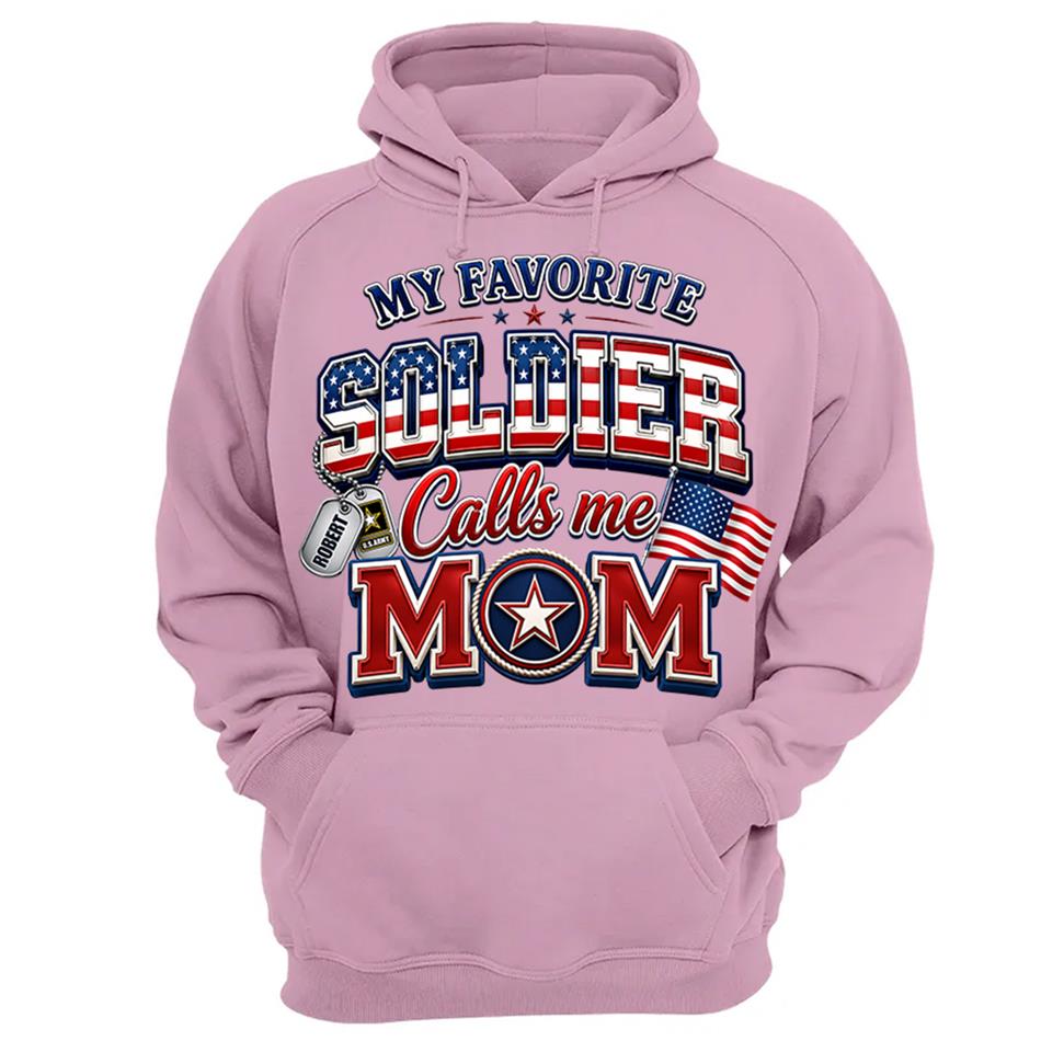 My Favorite Soldier Calls Me Mom Custom Shirt For Proud Military Mom Dad Sister Grandma 4th July Familiy Shirt H2511 Trna