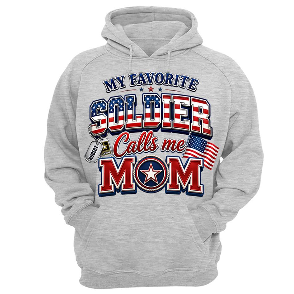 My Favorite Soldier Calls Me Mom Custom Shirt For Proud Military Mom Dad Sister Grandma 4th July Familiy Shirt H2511 Trna