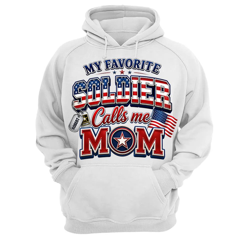 My Favorite Soldier Calls Me Mom Custom Shirt For Proud Military Mom Dad Sister Grandma 4th July Familiy Shirt H2511 Trna