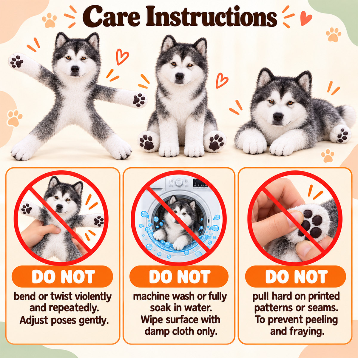 Personalized Alaskan Malamute Photo Pet Squishy Toy Poseable Plush Doll, Funny Gift For Dog Mom, Dad, Pet Lover T1807 T24 TL06