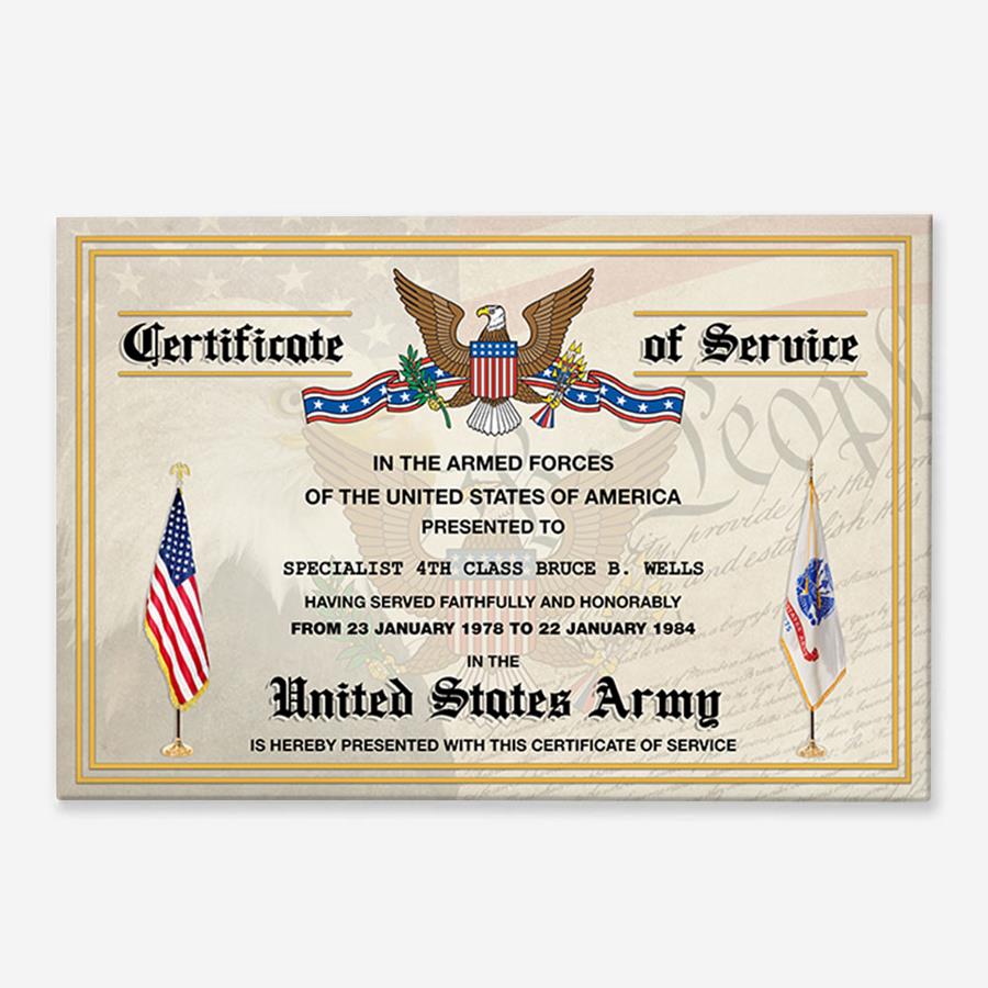 Military Veterans Certificate of Service Custom Poster and Canvas Gift For Soldier Veteran Dad Grandpa H2511 Trna