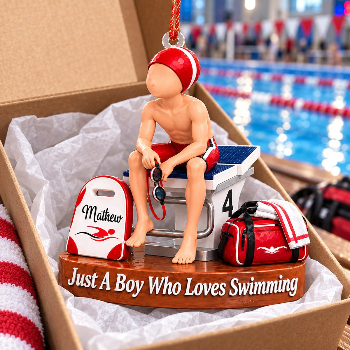 Just A Boy Who Loves Swimming- Personalized Gymnastics Ornament, Gift for Swimmers A2110 T24