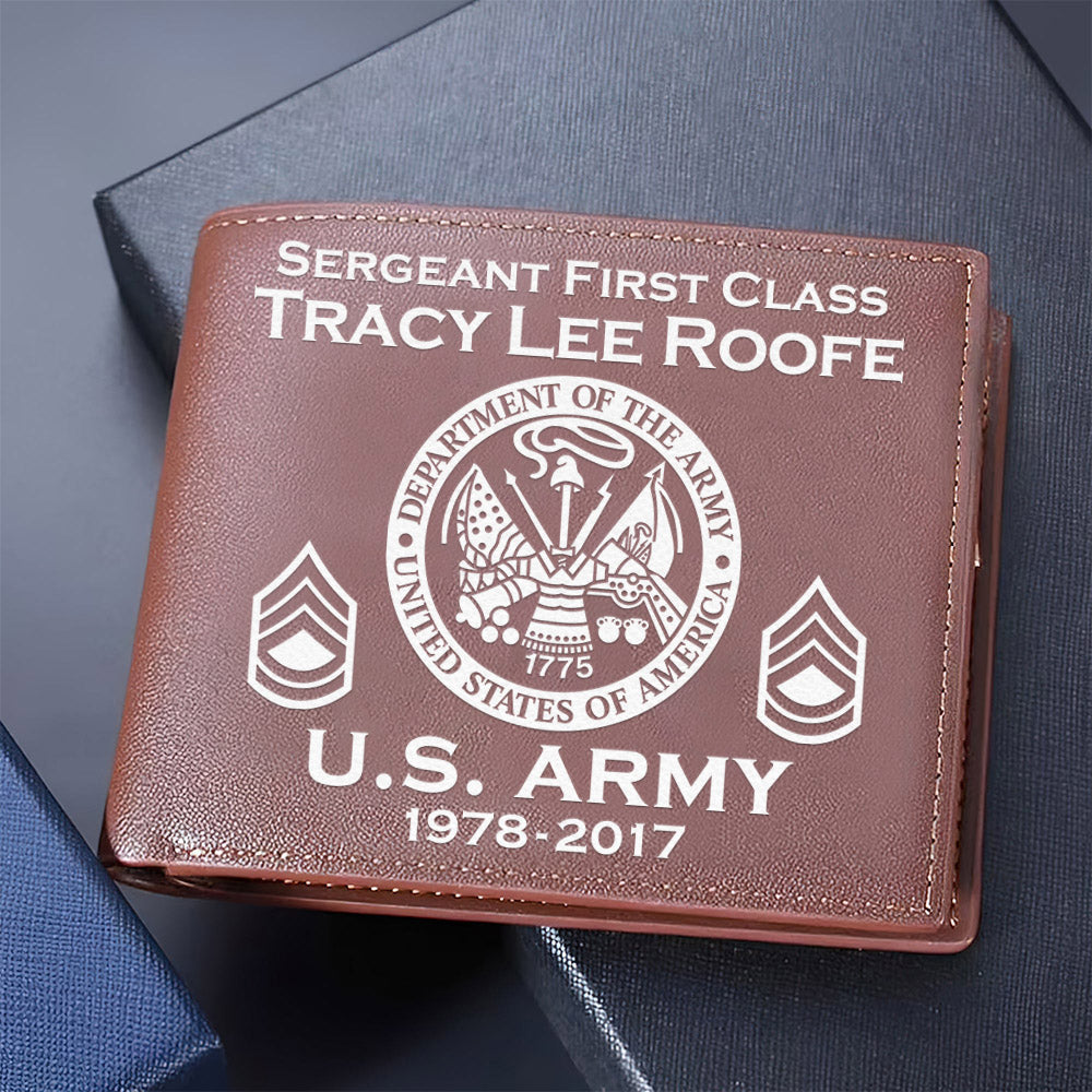 Custom Military Leather Wallet For Military Veteran Military Retirement Gift H2511