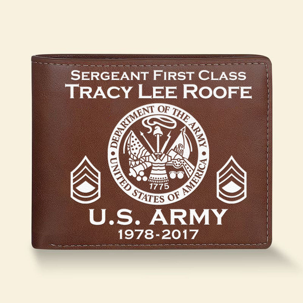 Custom Military Leather Wallet For Military Veteran Military Retirement Gift H2511