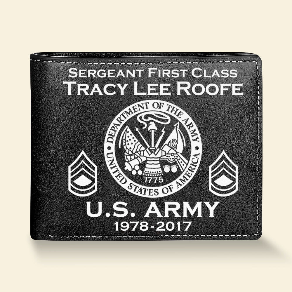 Custom Military Leather Wallet For Military Veteran Military Retirement Gift H2511