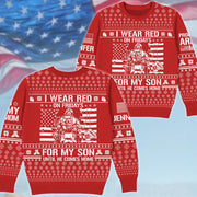 I Wear Red On Friday For My Son Support Our Troops Personalized Ugly Sweater Gift For US Army Mom Dad Family Christmas Sweater H2511 Trna