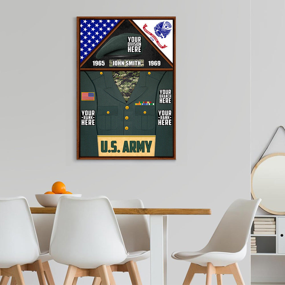 Custom Service Uniform Rank Name Division Personalized Gift For Military Veteran Dad Grandpa Veteran Poster Canvas H2511